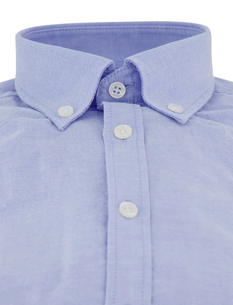 Ledub Modern Fit overhemd lichtblauw effen katoen button down