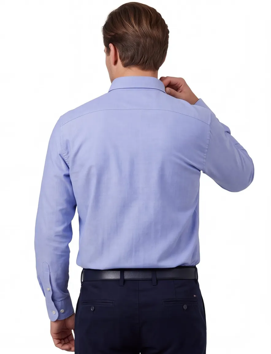 Ledub Overhemd lichtblauw button down katoen