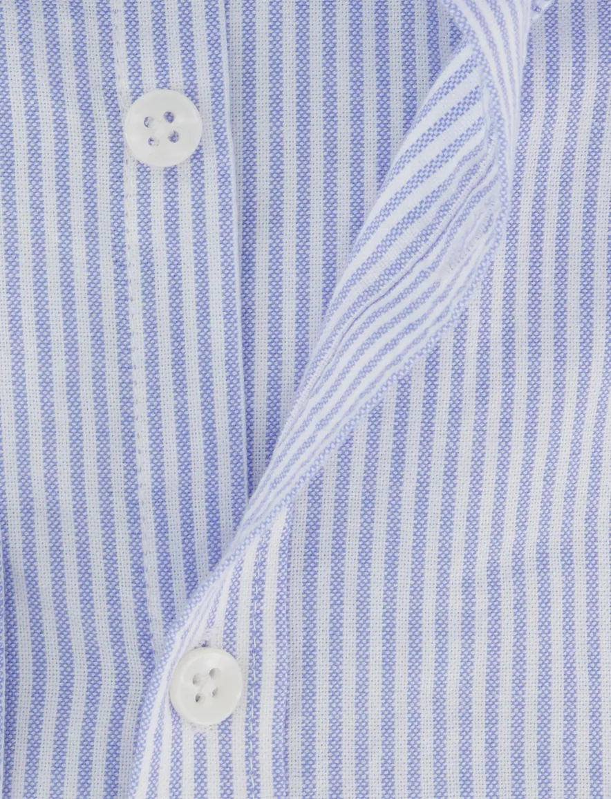 Ledub overhemd blauw wit gestreept button down
