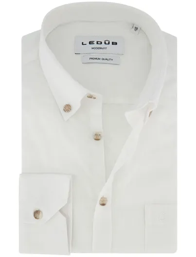 Ledub Overhemd Ledub Modern Fit wit linnen