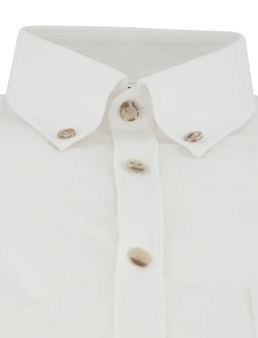 Ledub Overhemd wit linnen button down