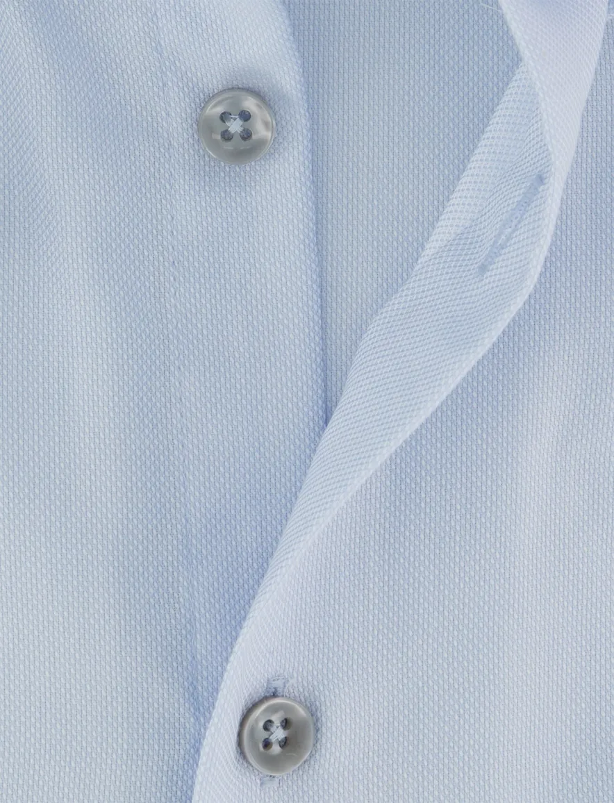 Ledub Modern Fit overhemd lichtblauw korte mouw strijkvrij met borstzak
