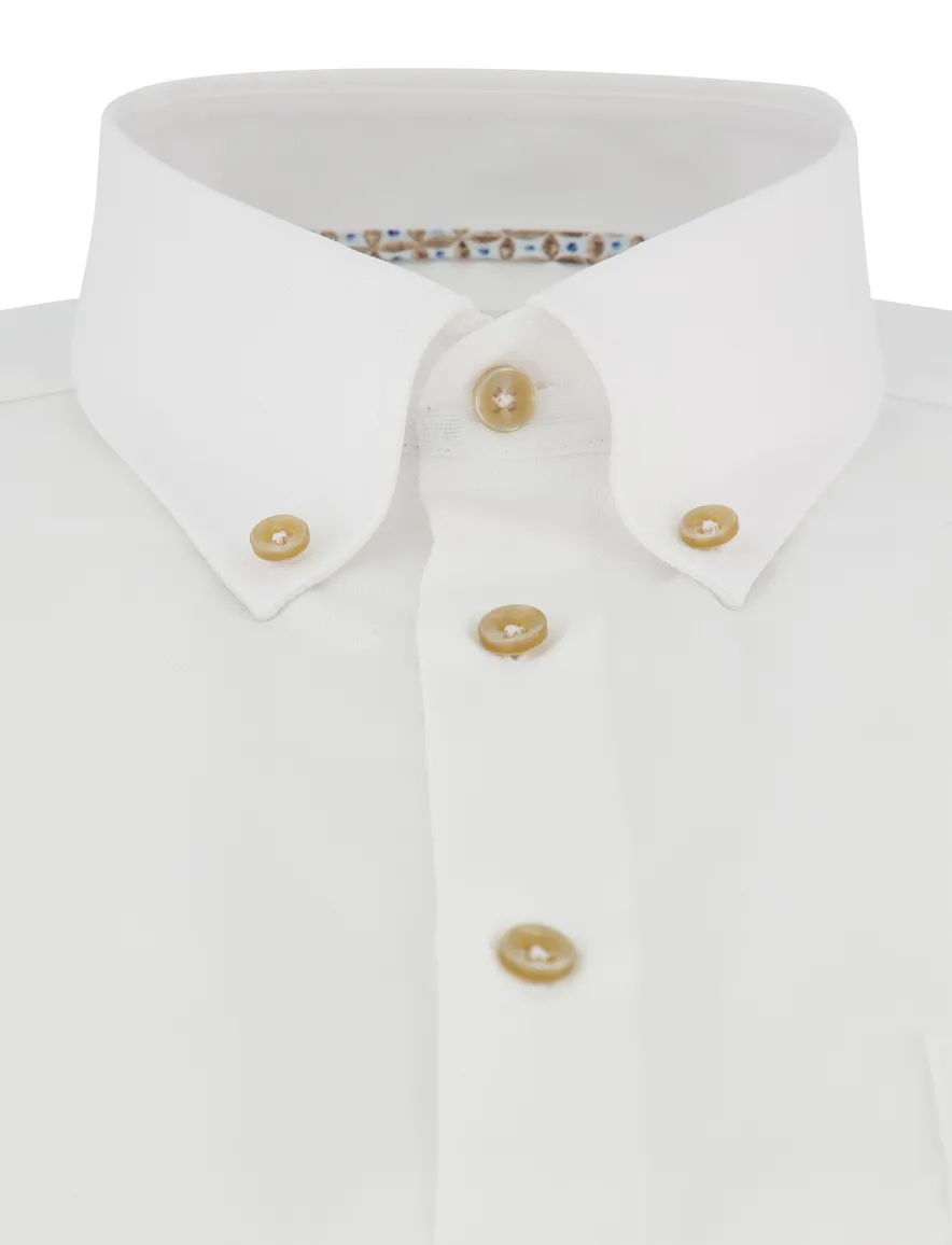 Ledub Modern fit overhemd wit strijkvrij