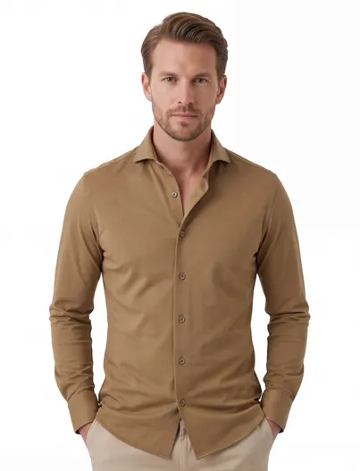 Ledub Overhemd Ledub slim fit bruin cutaway boord ml7