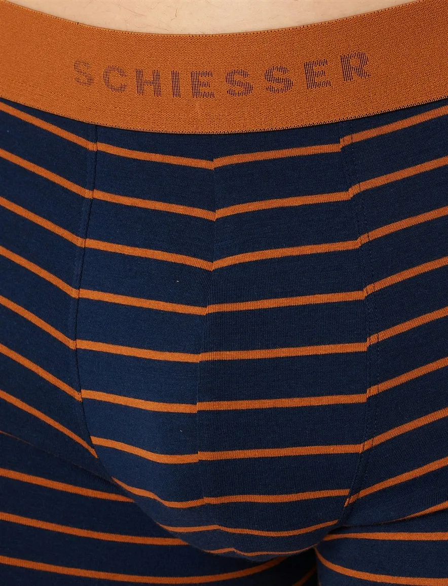 boxershort donkerblauw Schiesser 3-pack oranje strepen