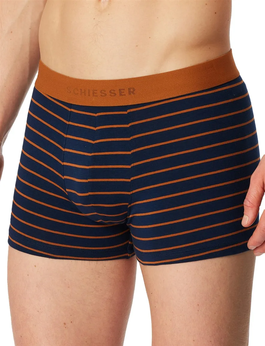 boxershort donkerblauw Schiesser 3-pack oranje strepen