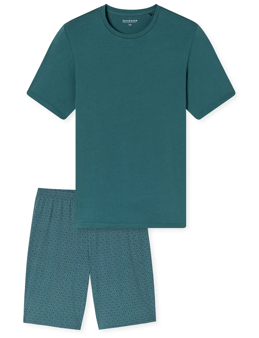 Turquoise geprinte pyjama Schiesser normale fit