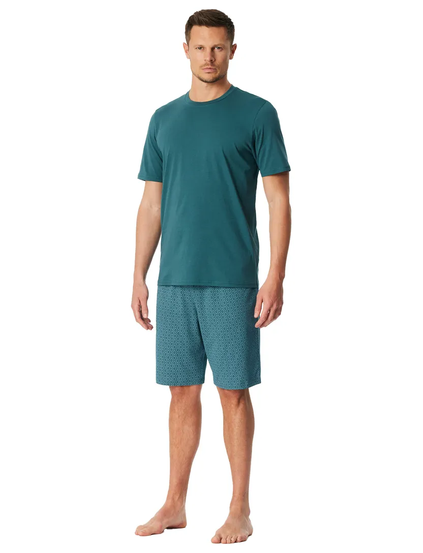 Turquoise geprinte pyjama Schiesser normale fit
