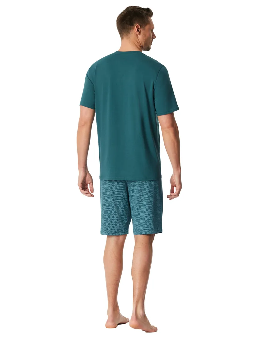 Turquoise geprinte pyjama Schiesser normale fit