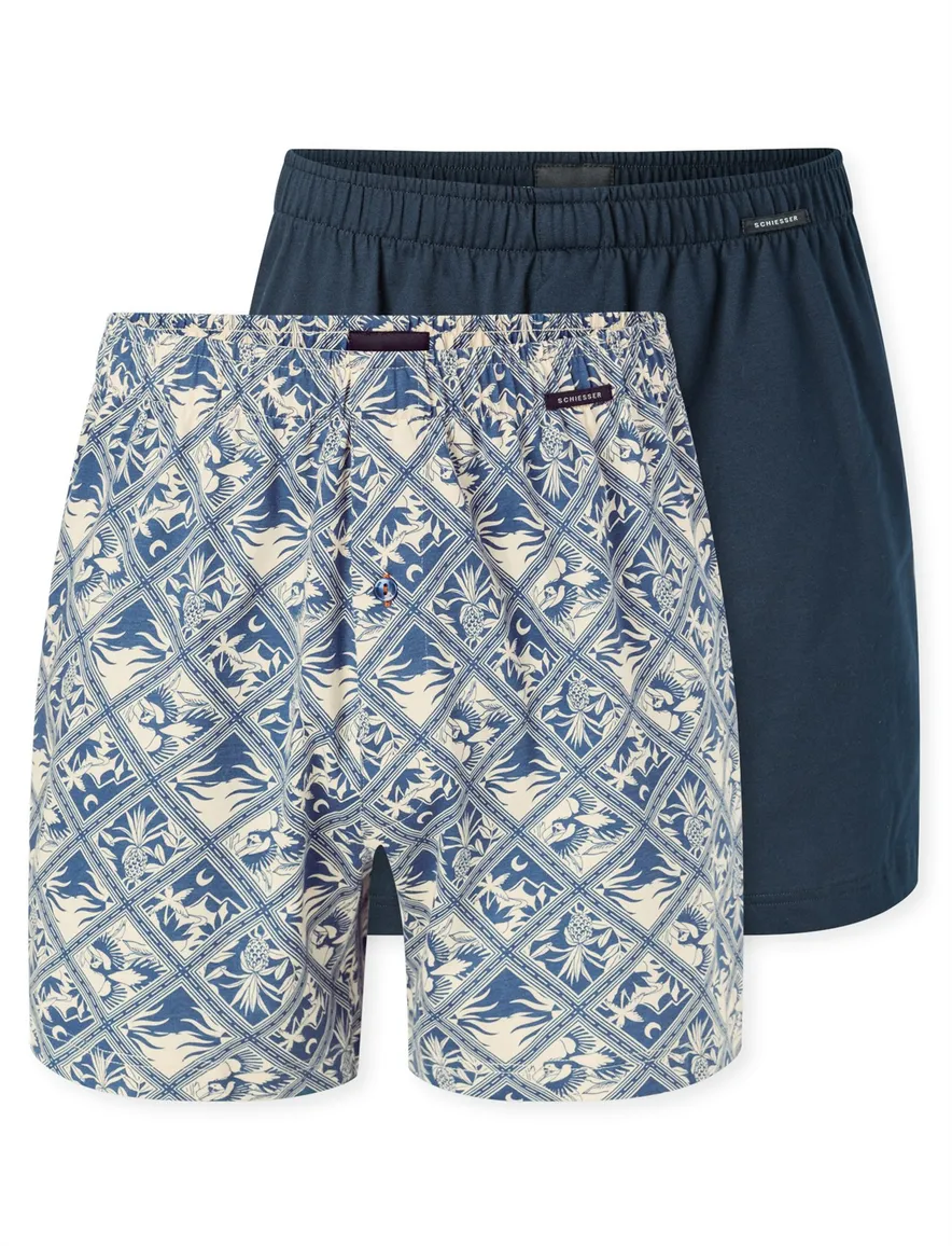 Schiesser Boxershort 2-pack blauw