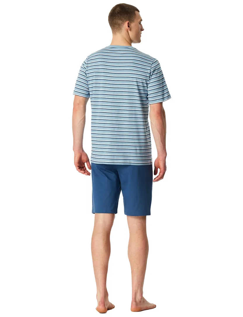 blauwe geprinte pyjama Schiesser normale fit