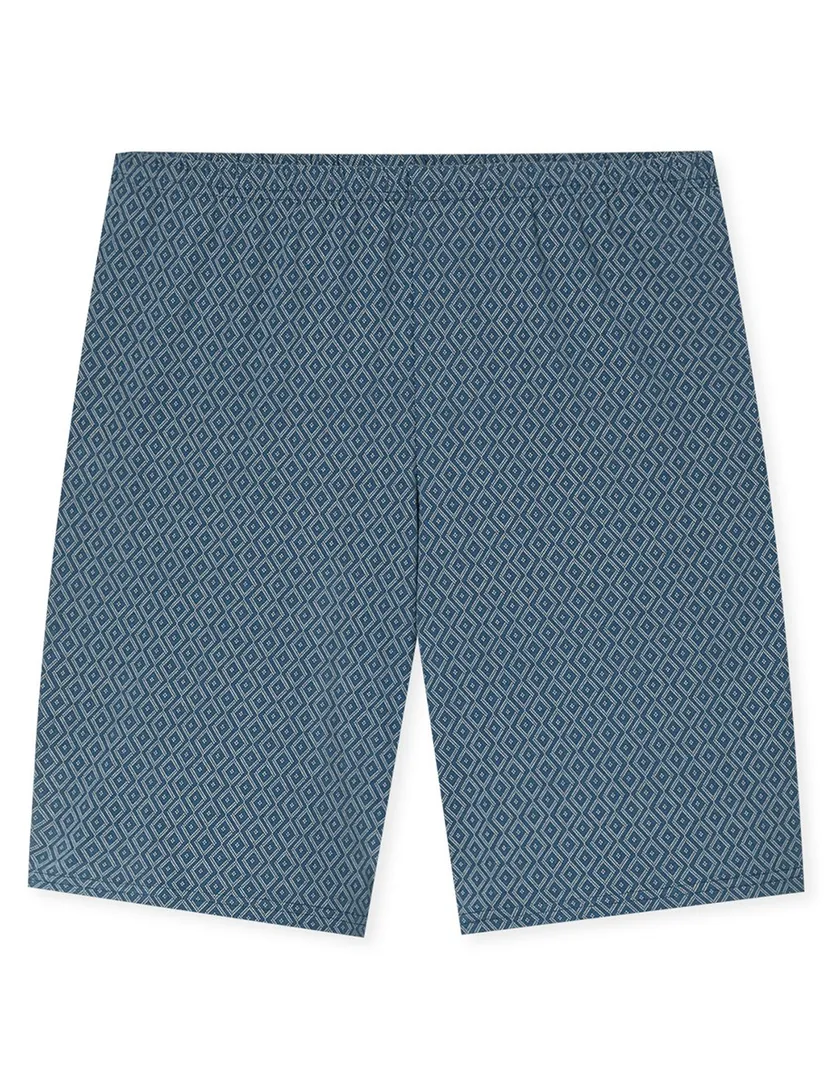 Comfort katoen dessin shortama Schiesser blauw set