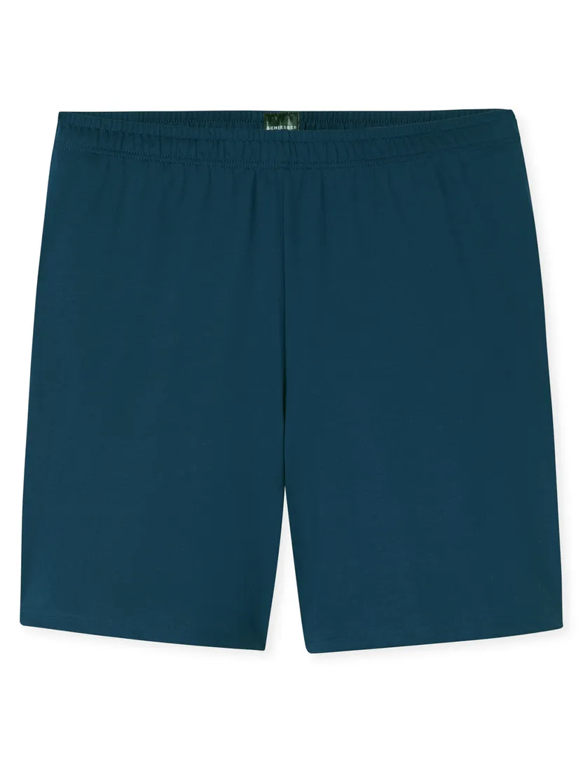Blauw shortama katoen Schiesser dessin V-hals