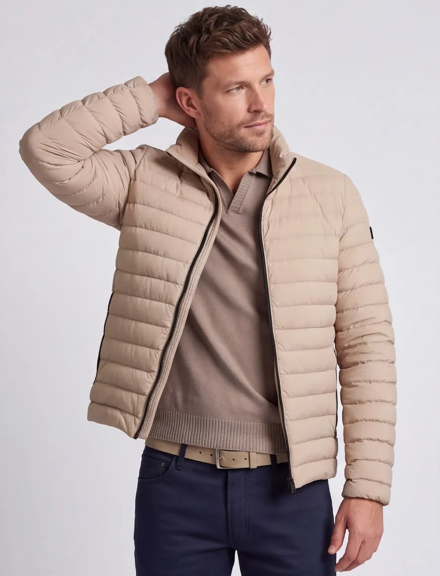 Beige tussenjas Peuterey zonder capuchon zwarte rits