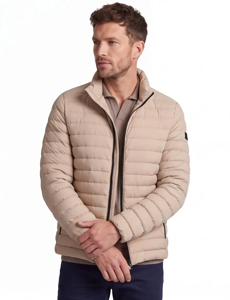 Beige tussenjas Peuterey zonder capuchon zwarte rits