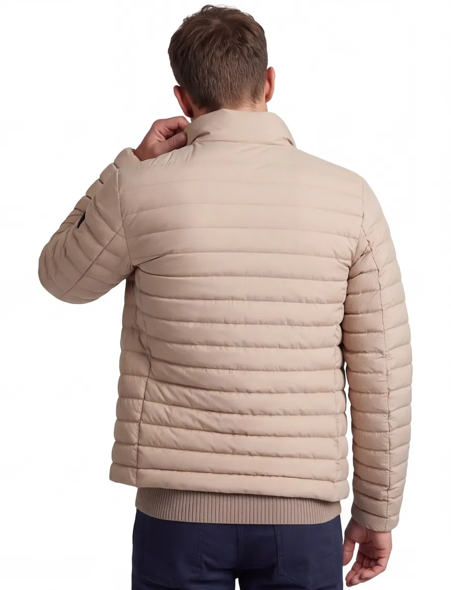 Beige tussenjas Peuterey zonder capuchon zwarte rits