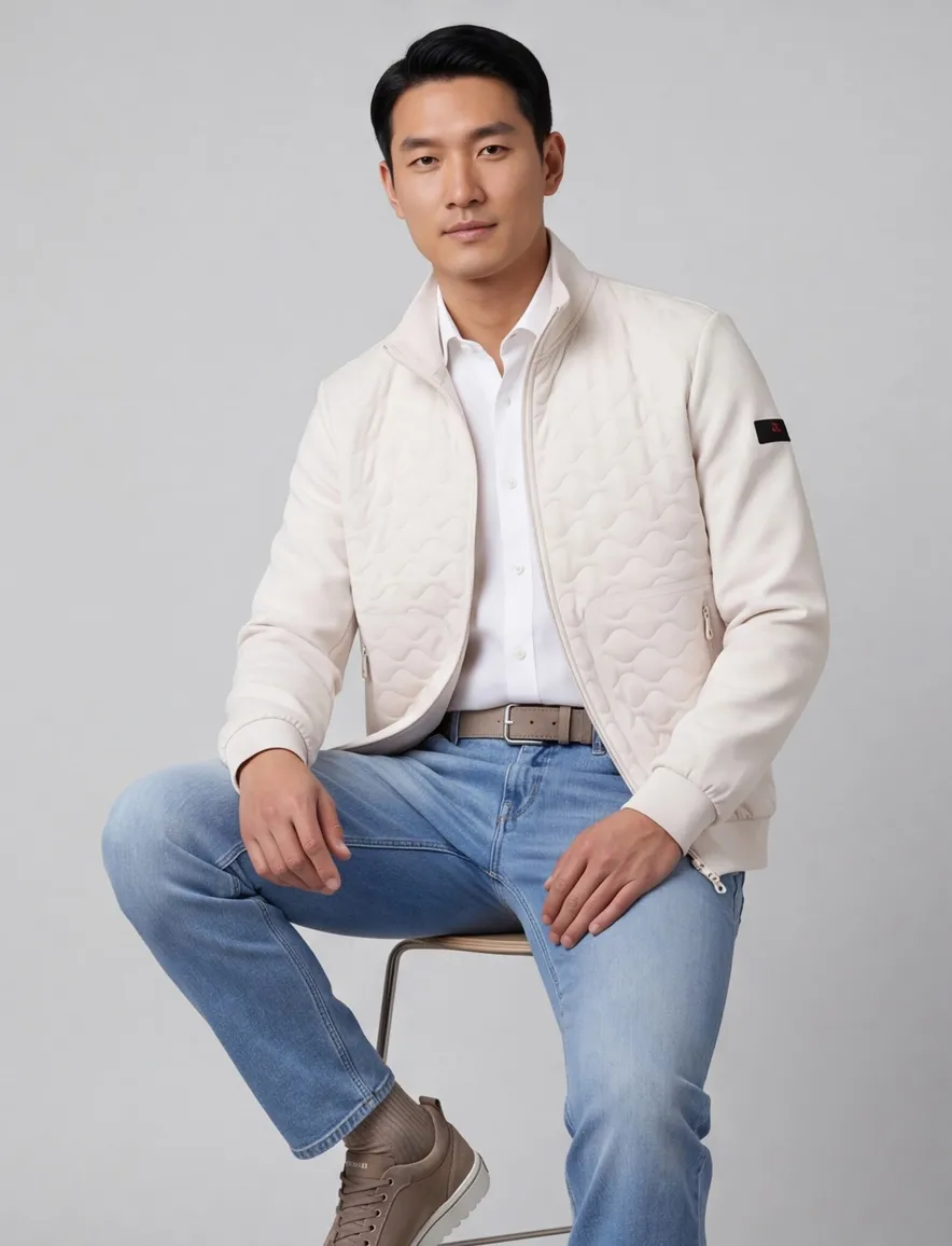 Creme Peuterey vest met rits stretch