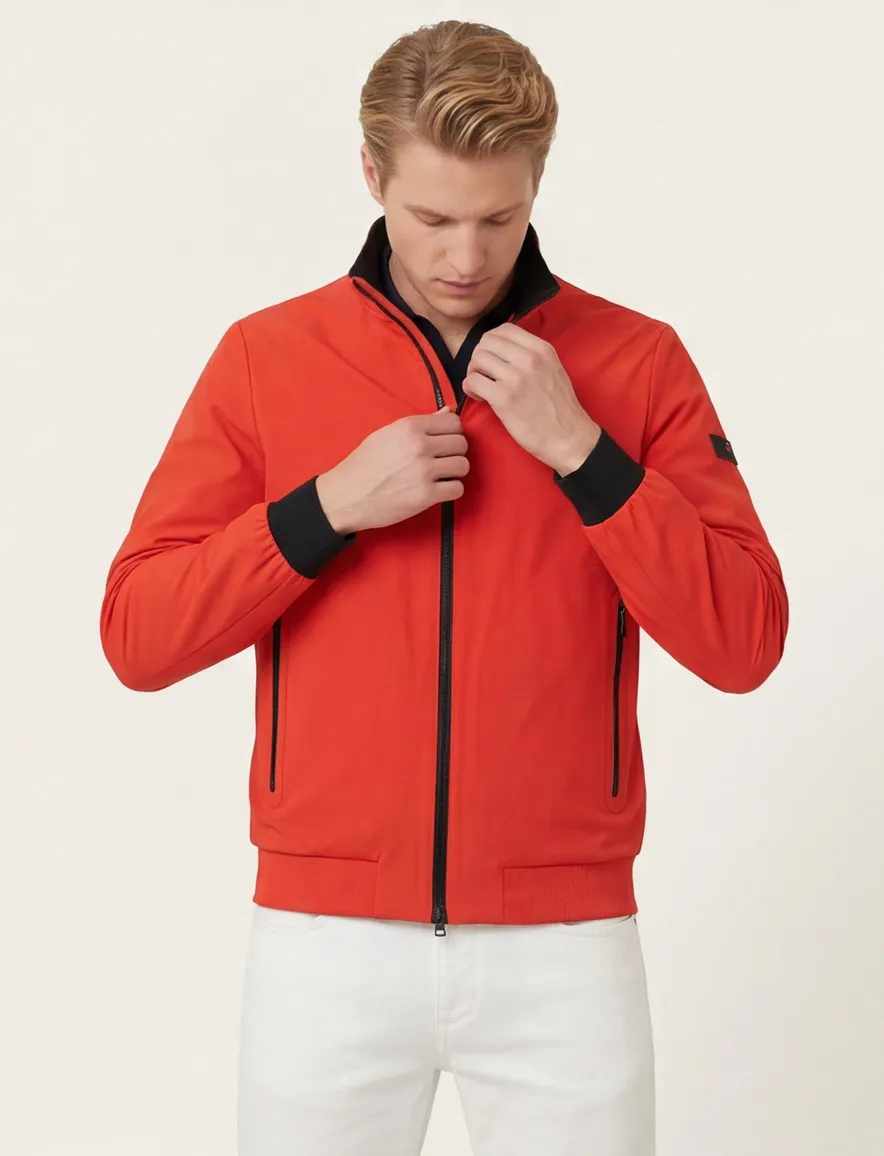 Oranje softshell jas Peuterey elastisch boord zonder capuchon