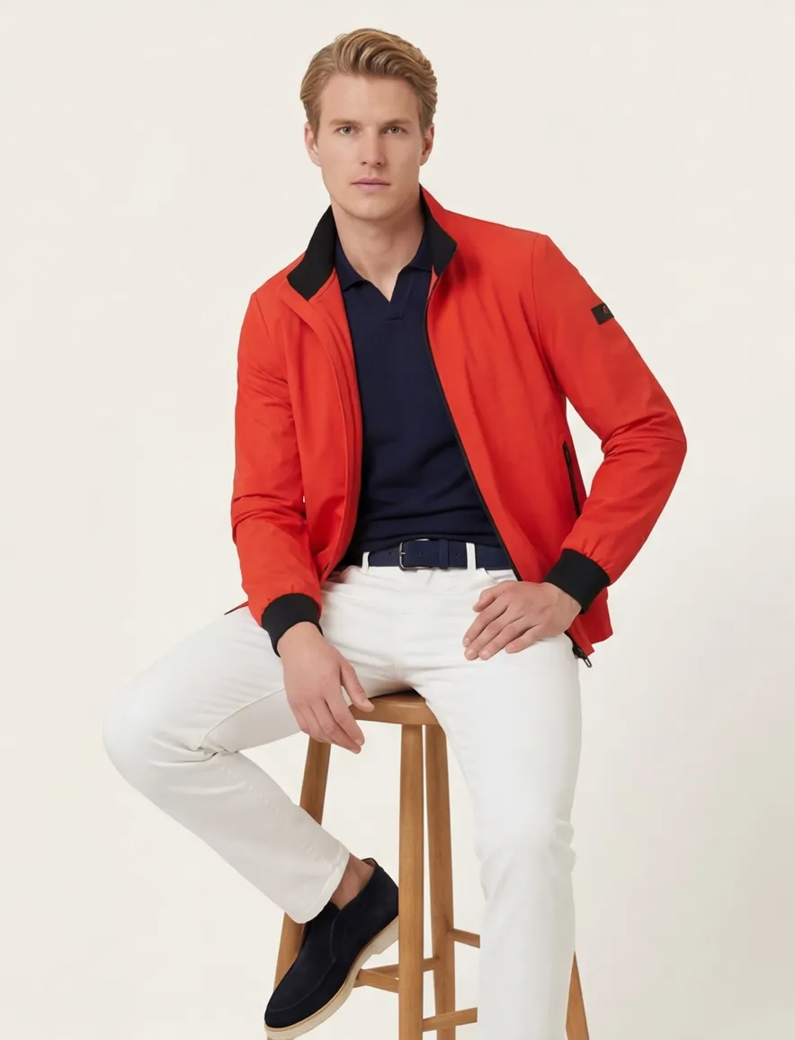 Oranje softshell jas Peuterey elastisch boord zonder capuchon
