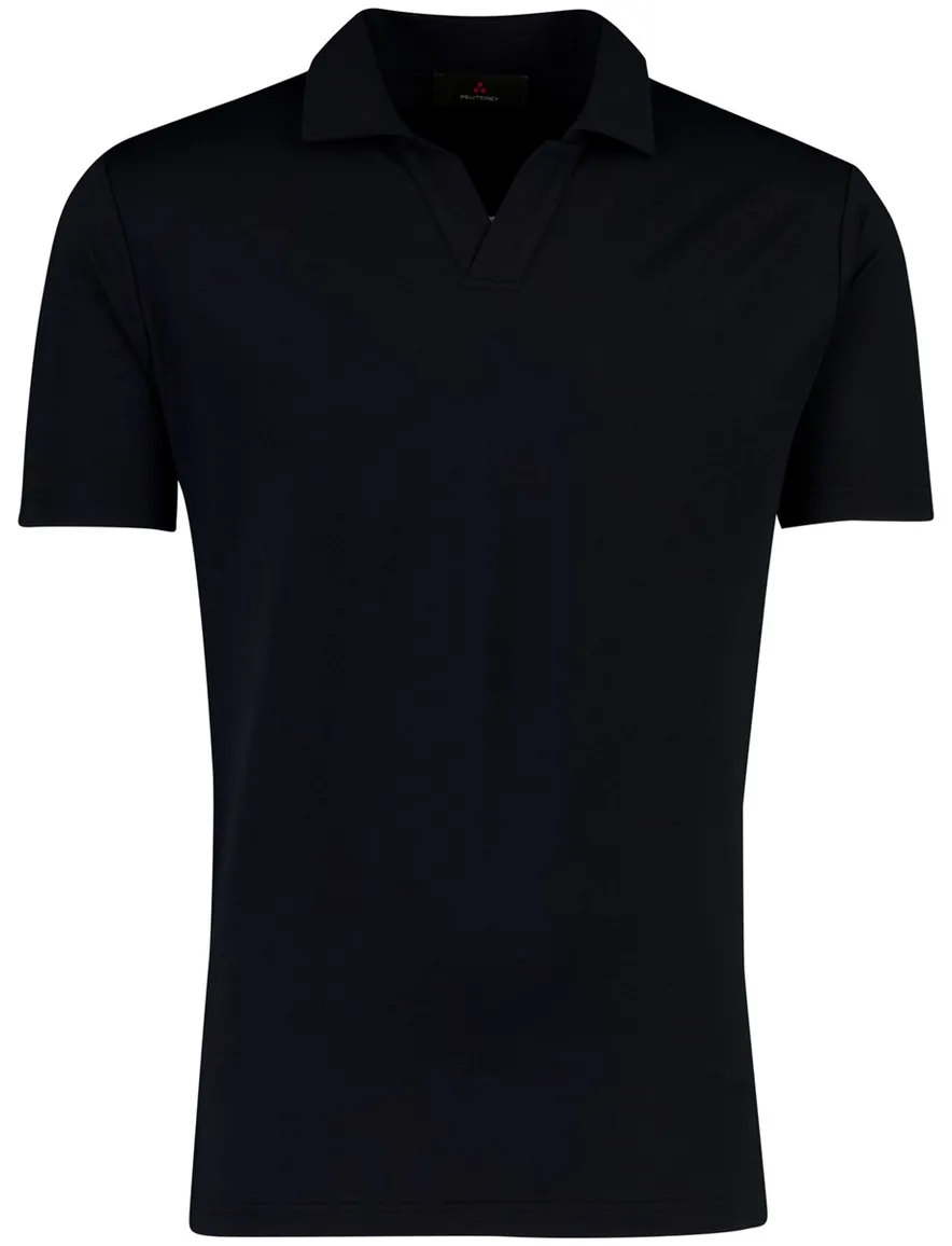 Donkerblauw poloshirt Peuterey v-hals jersey korte mouw