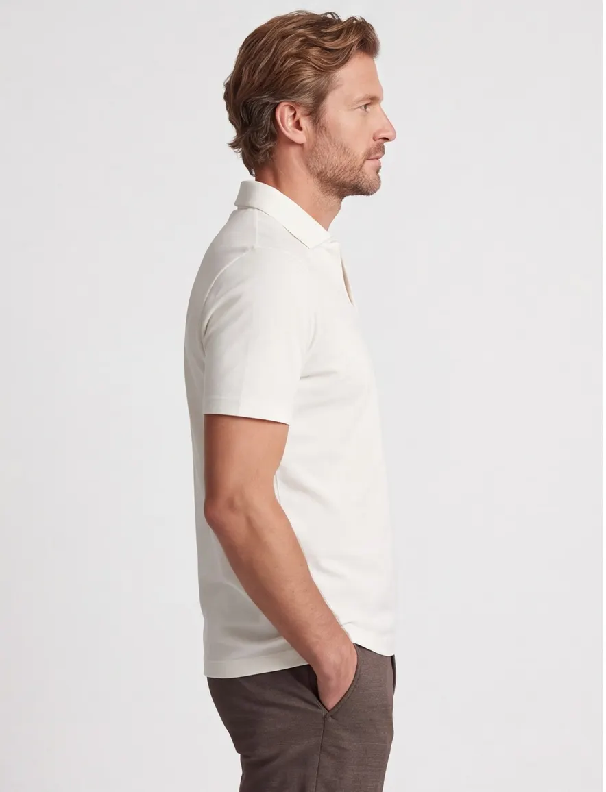 Wit poloshirt Peuterey v-hals jersey korte mouw
