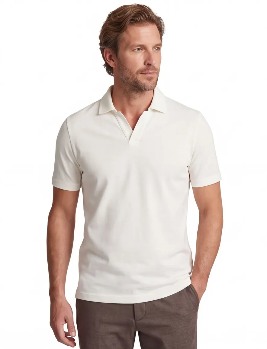 Wit poloshirt Peuterey v-hals jersey korte mouw