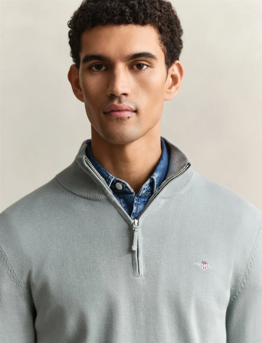 groene trui Gant half zip normale fit