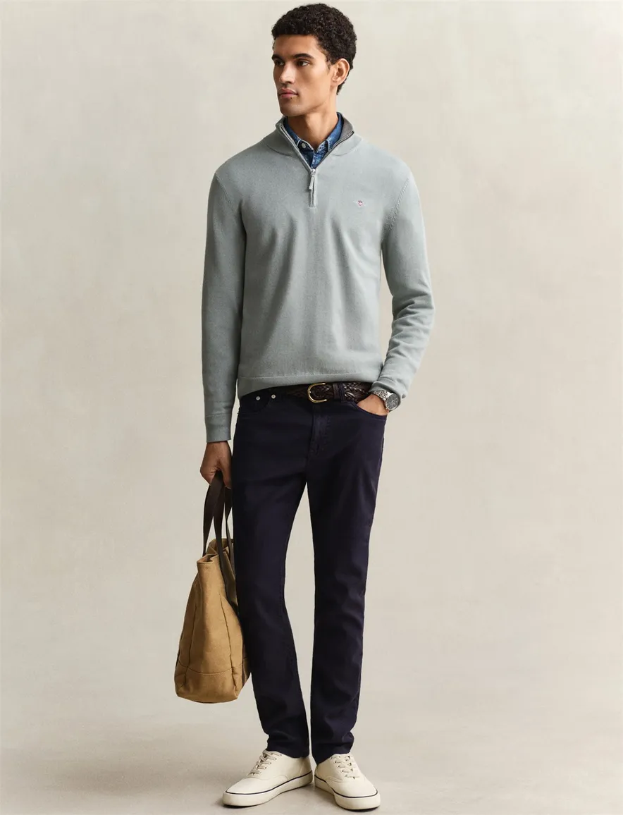 groene trui Gant half zip normale fit