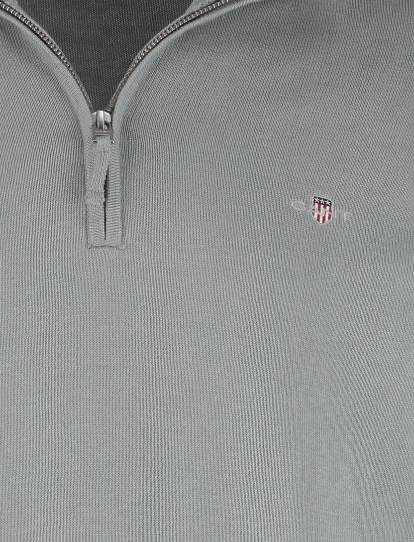 trui Gant half zip groen normale fit gebreid