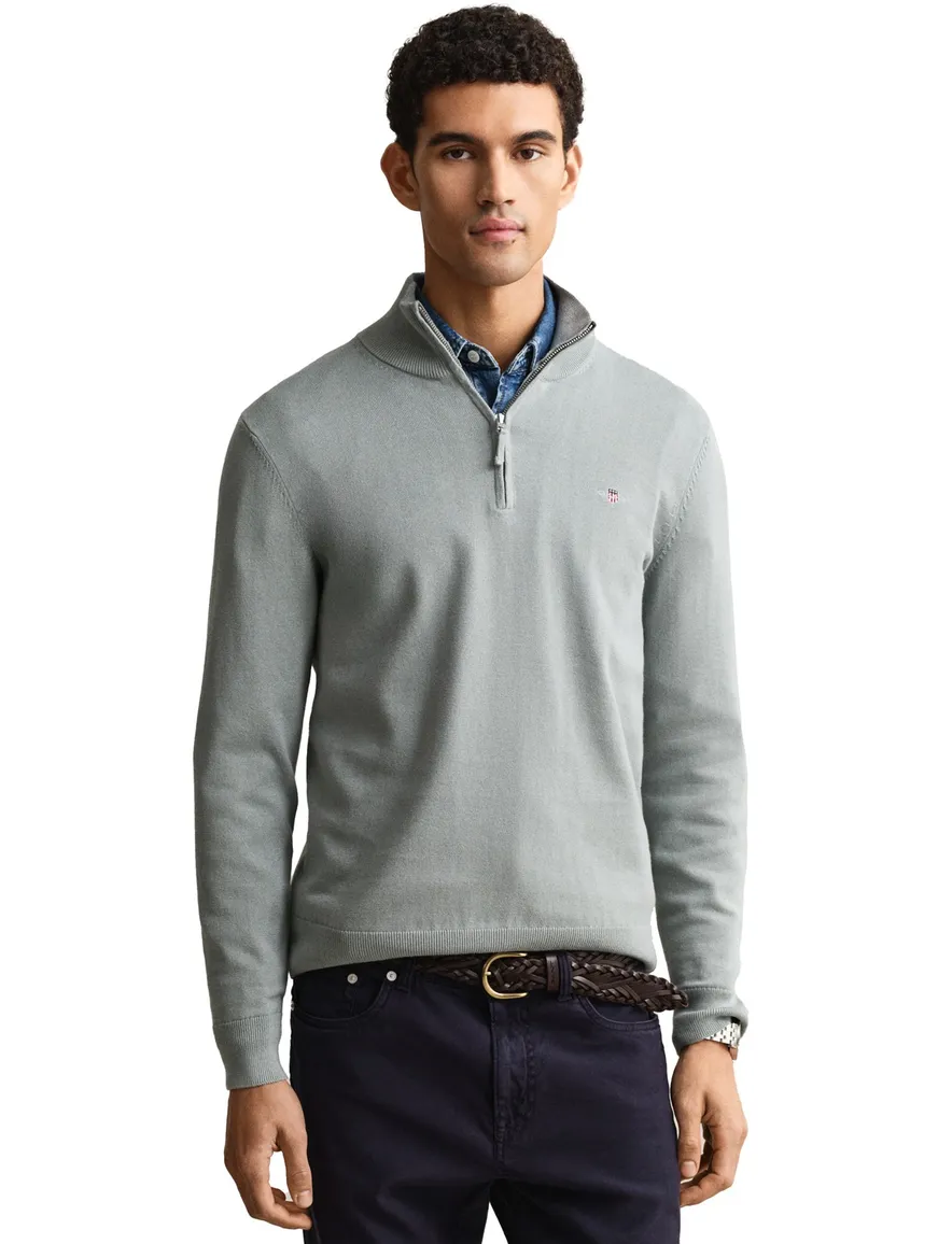 Gant half zip trui groen gebreid