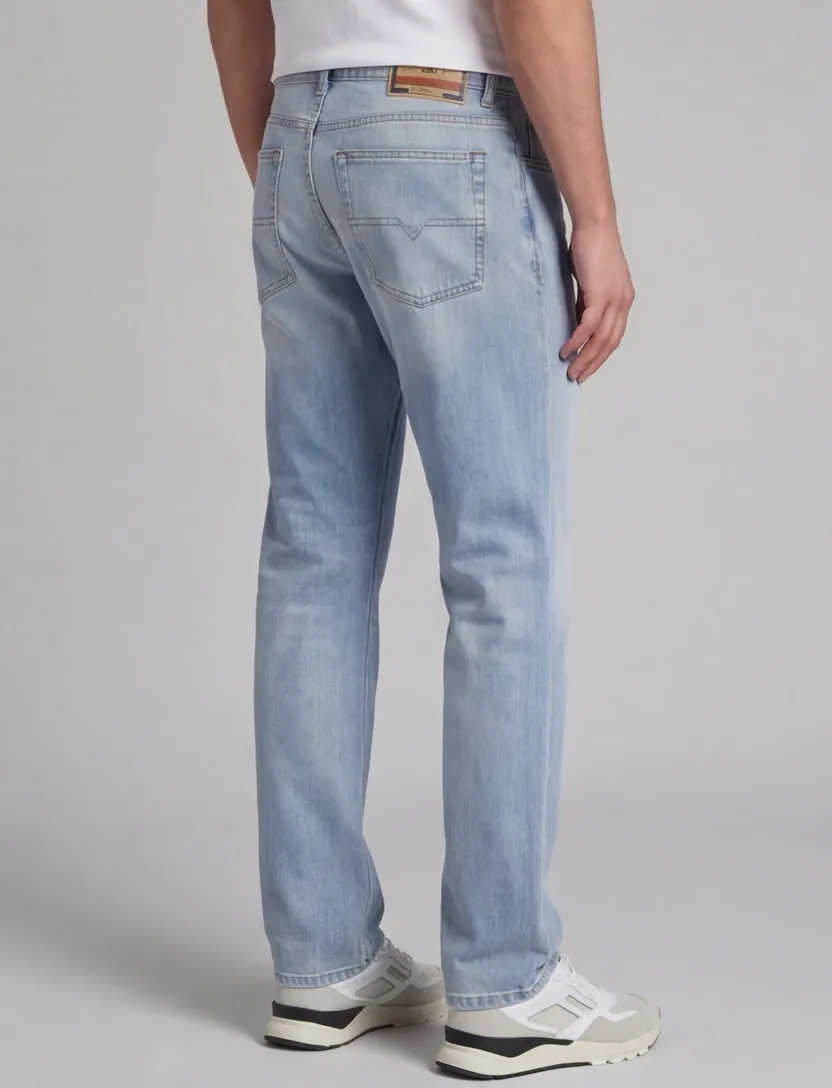 jeans Diesel D-Finitive lichtblauw spijker wijde fit