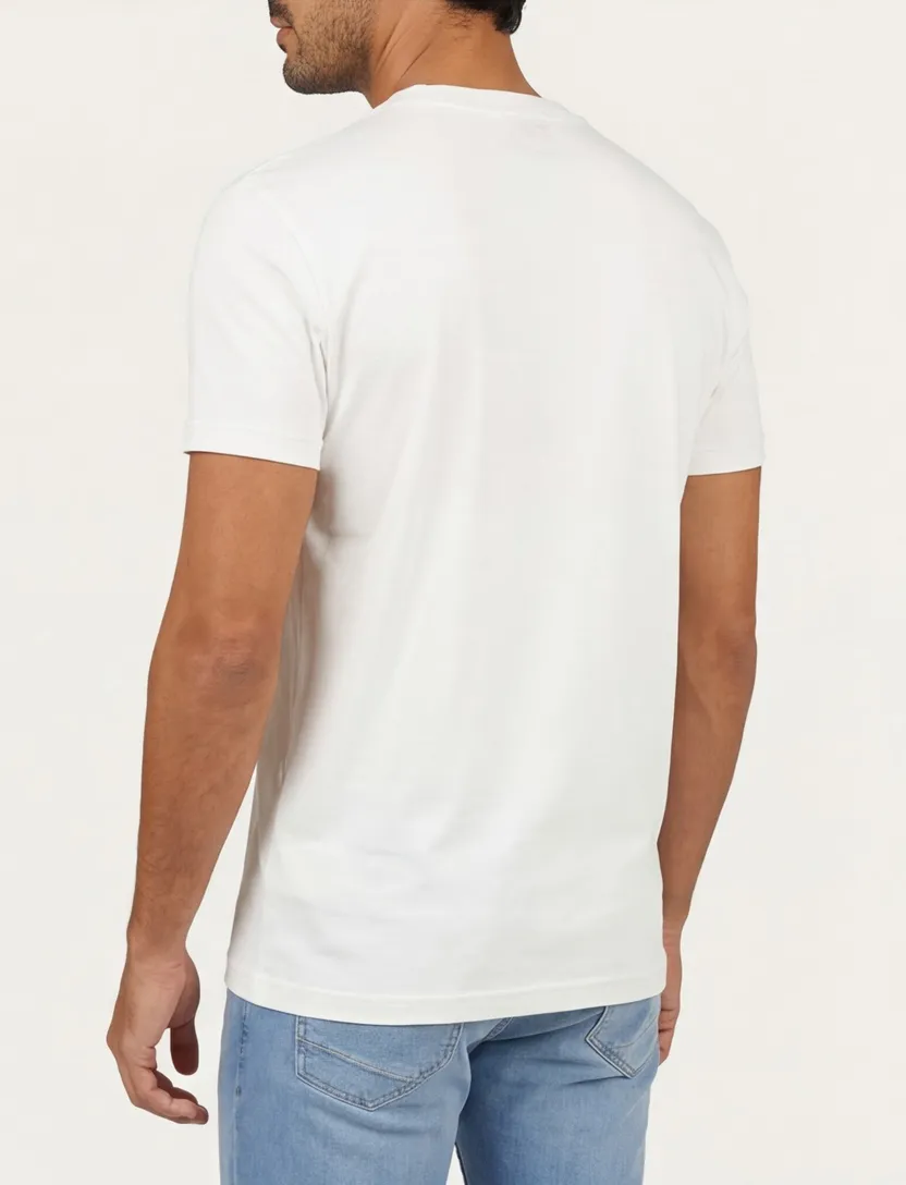 T-shirt wit Disel blauwe opdruk ronde hals