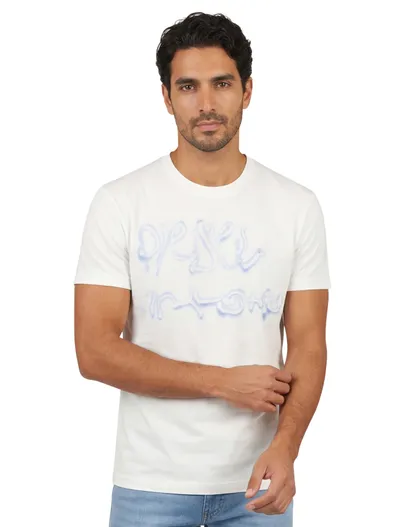 Diesel wit t-shirt blauw opdruk normale fit Diesel