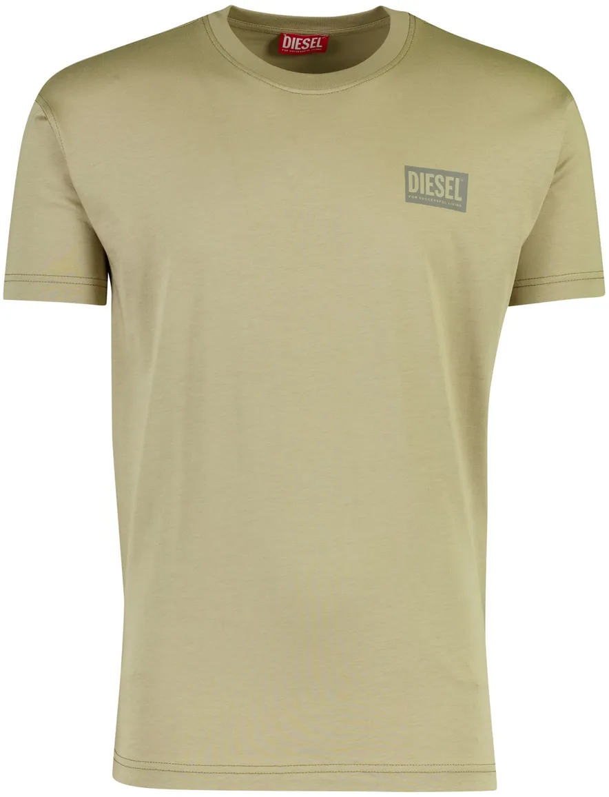 olijfgroen t-shirt Diesel ronde hals merkje
