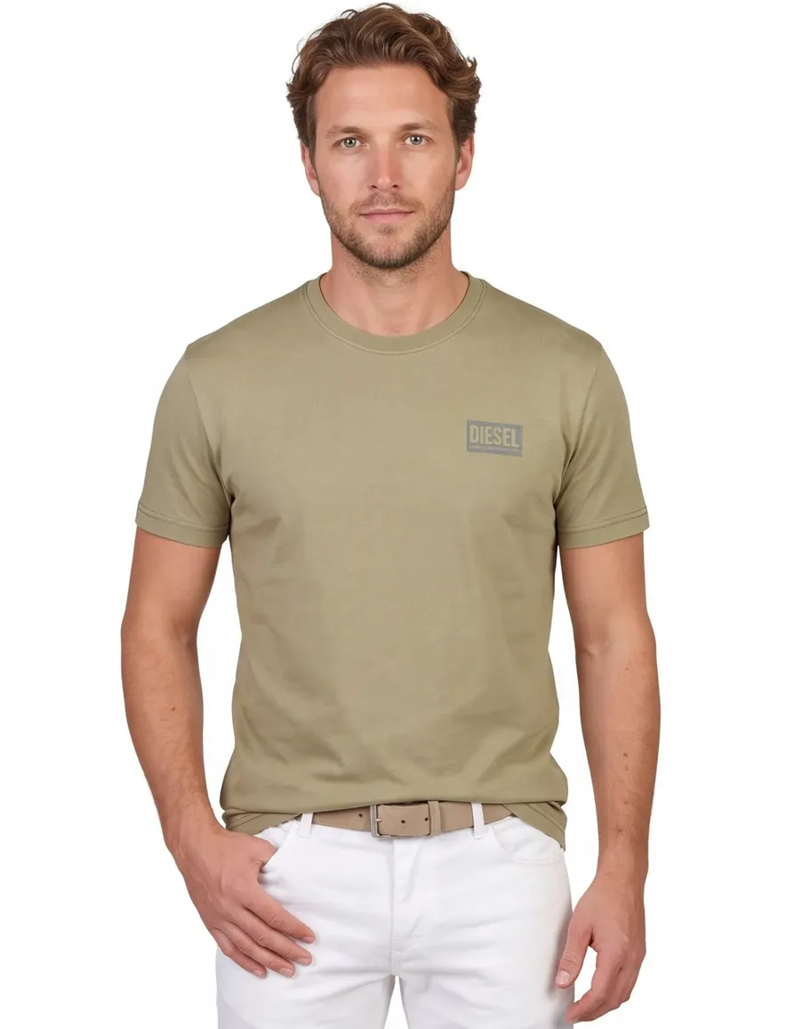 Diesel t-shirt olijfgroen effen