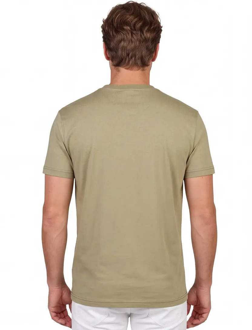 T-shirt Diesel olijfgroen normale fit ronde hals merkje