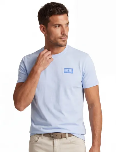 Diesel T-shirt Diesel lichtblauw normale fit ronde hals