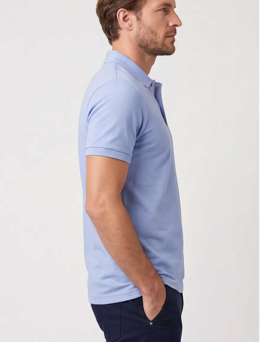 Lichtblauw poloshirt normale fit knopen