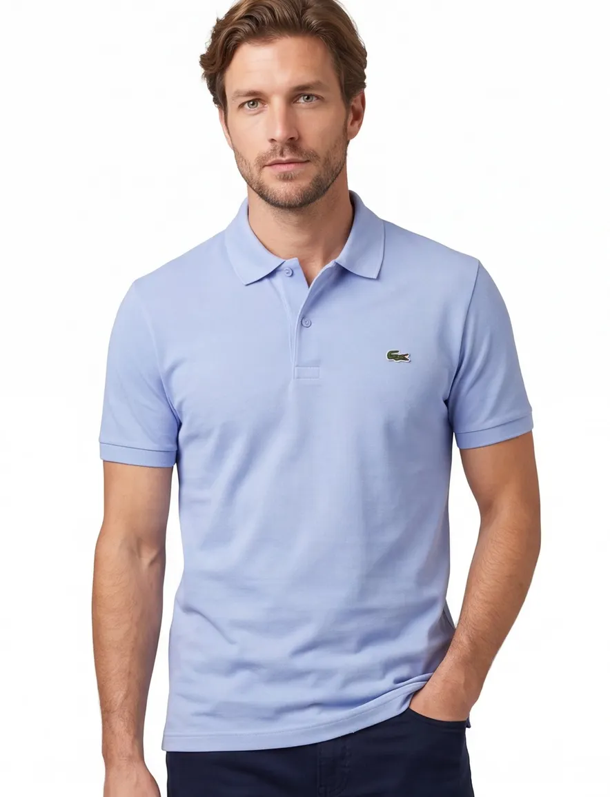 Lichtblauw poloshirt normale fit knopen
