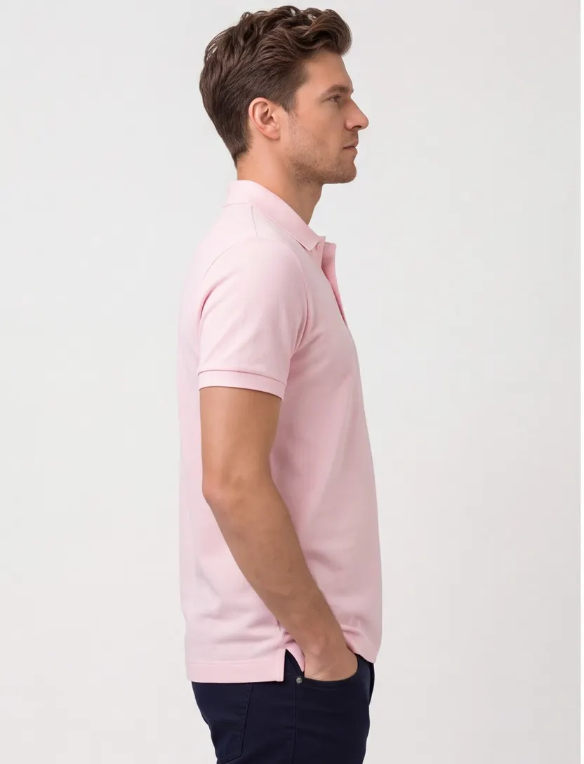Poloshirt Lacoste regular fit roze korte mouw 2 knoopjes