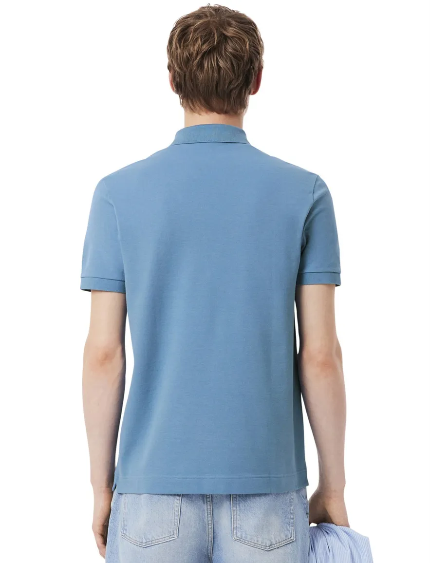 Poloshirt korte mouw blauw Lacoste 3 knoops