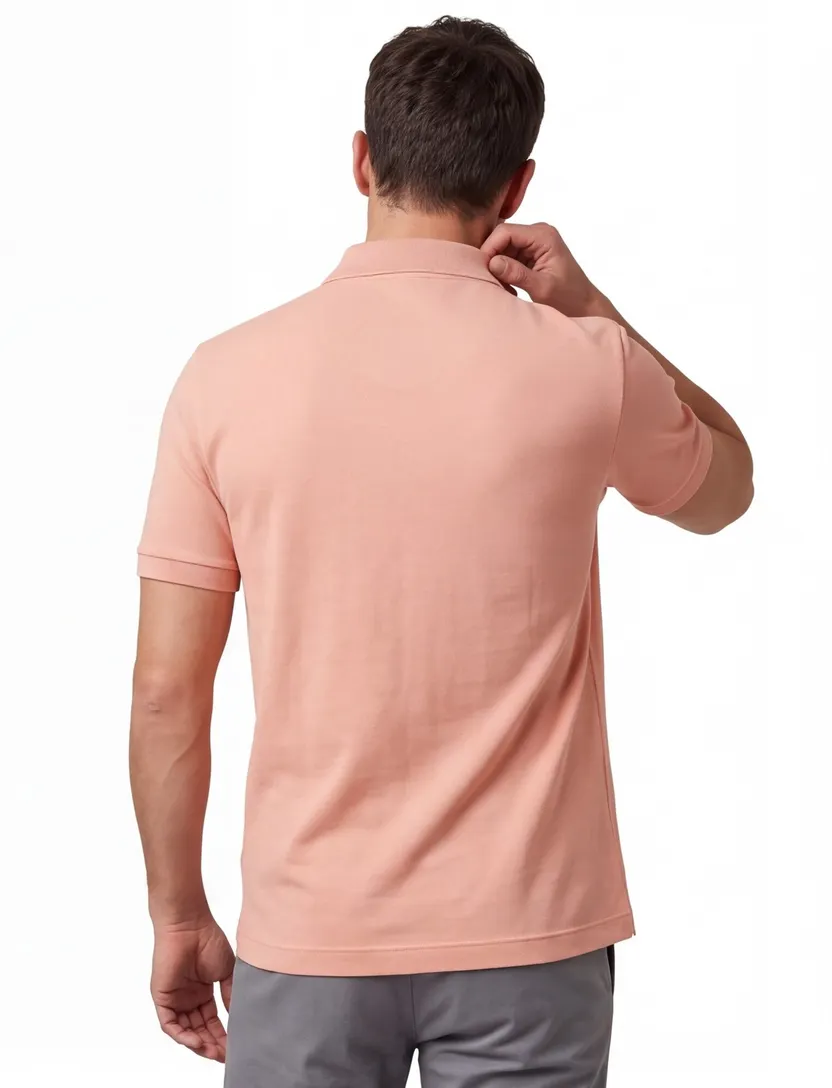 Polo korte mouw Lacoste zalmkleurig roze 3 knoops