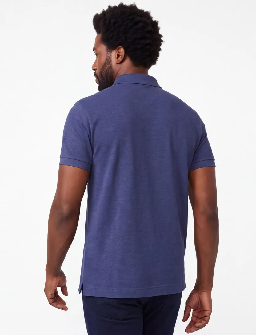 Poloshirt Lacoste blauw gemêleerd piqué