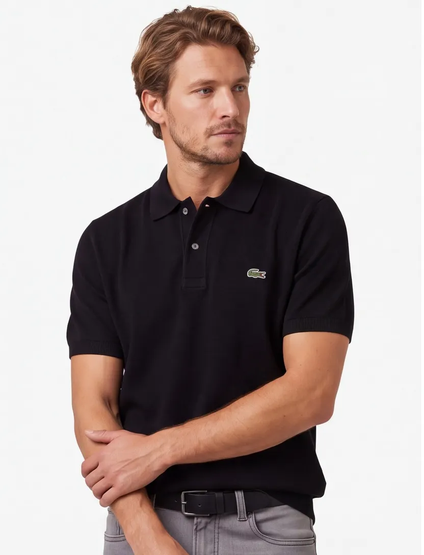 Lacoste poloshirt zwart katoen normale fit
