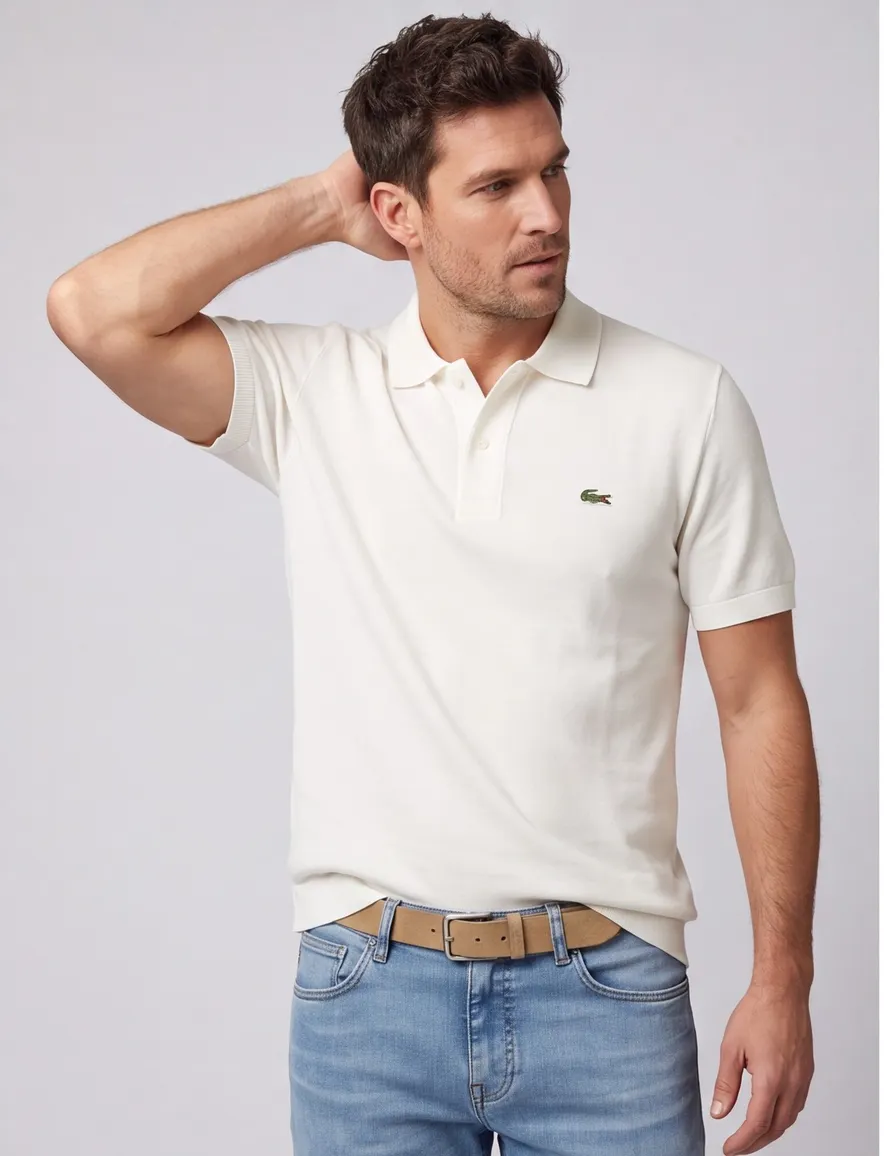 Poloshirt Lacoste wit katoen normale fit