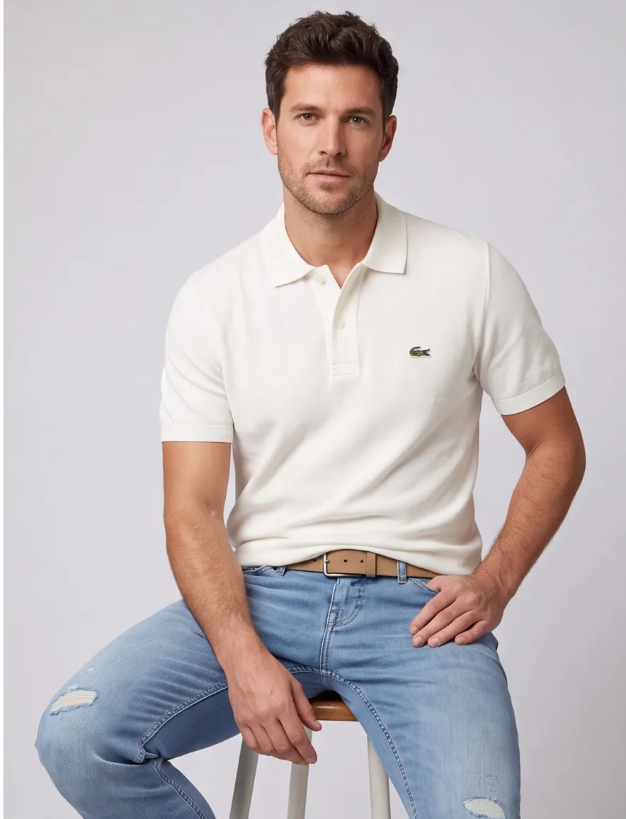 Poloshirt Lacoste wit katoen normale fit
