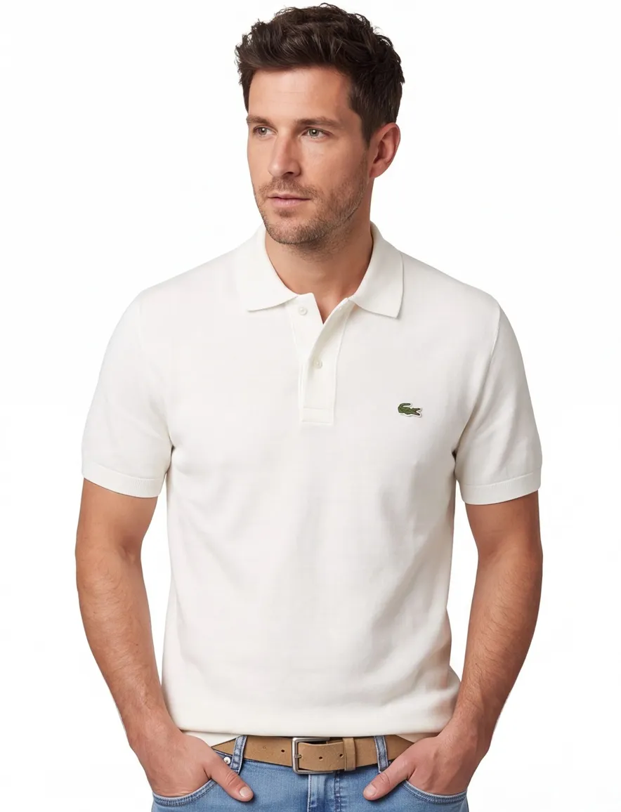 Poloshirt Lacoste wit katoen normale fit