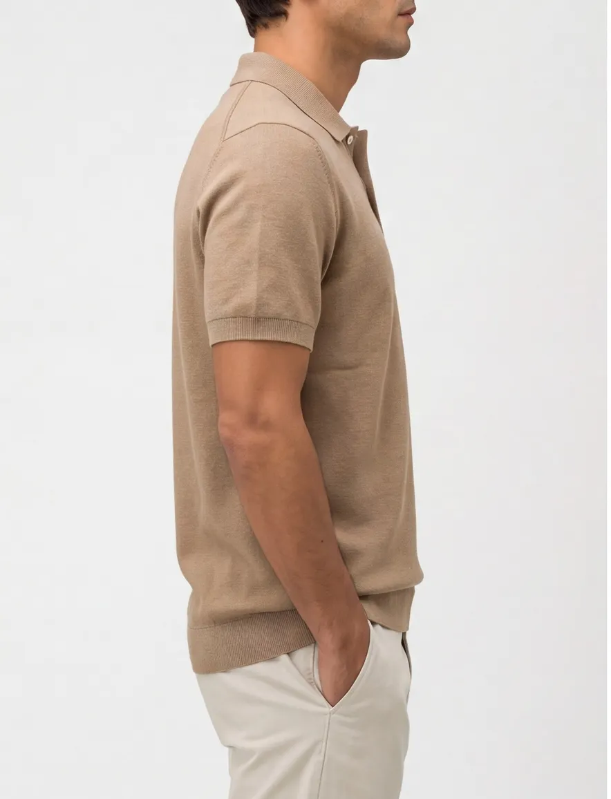 Bruin poloshirt Lacoste classic fit korte mouw gebreid