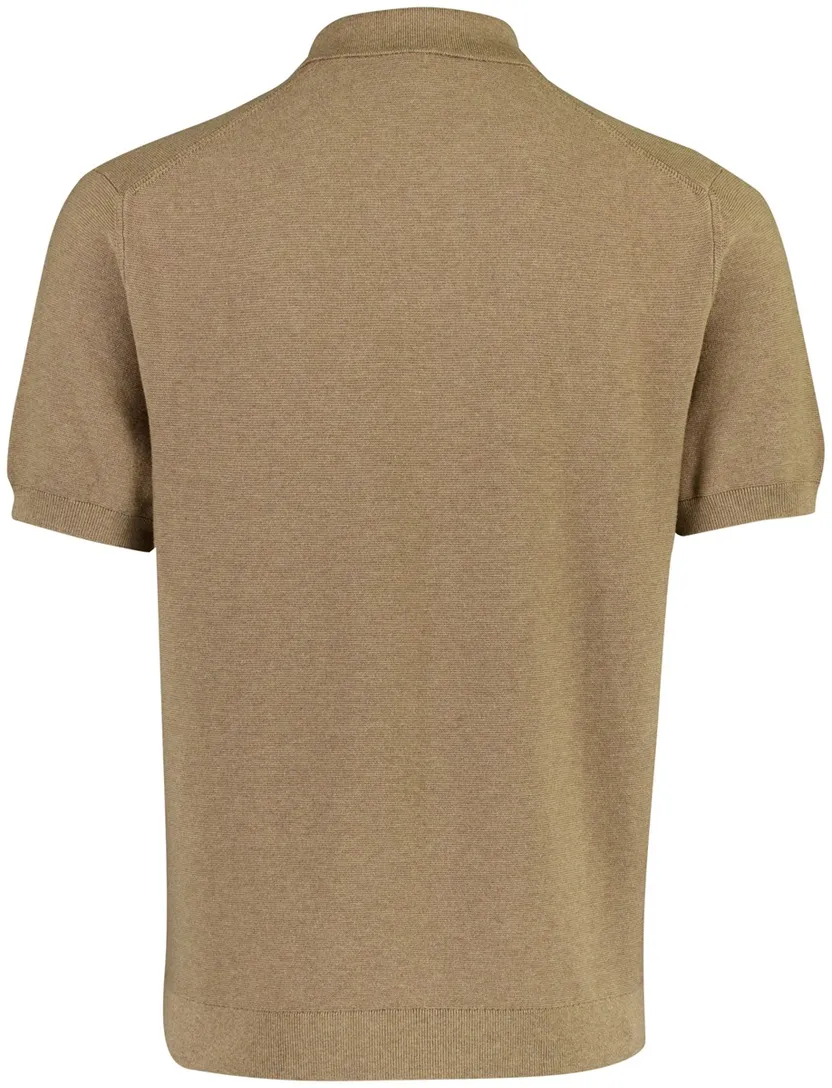 Poloshirt Lacoste classic fit bruin gebreid korte mouw 2 knoops