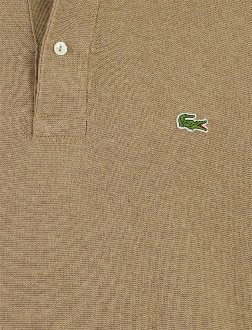 Poloshirt Lacoste classic fit bruin gebreid korte mouw 2 knoops